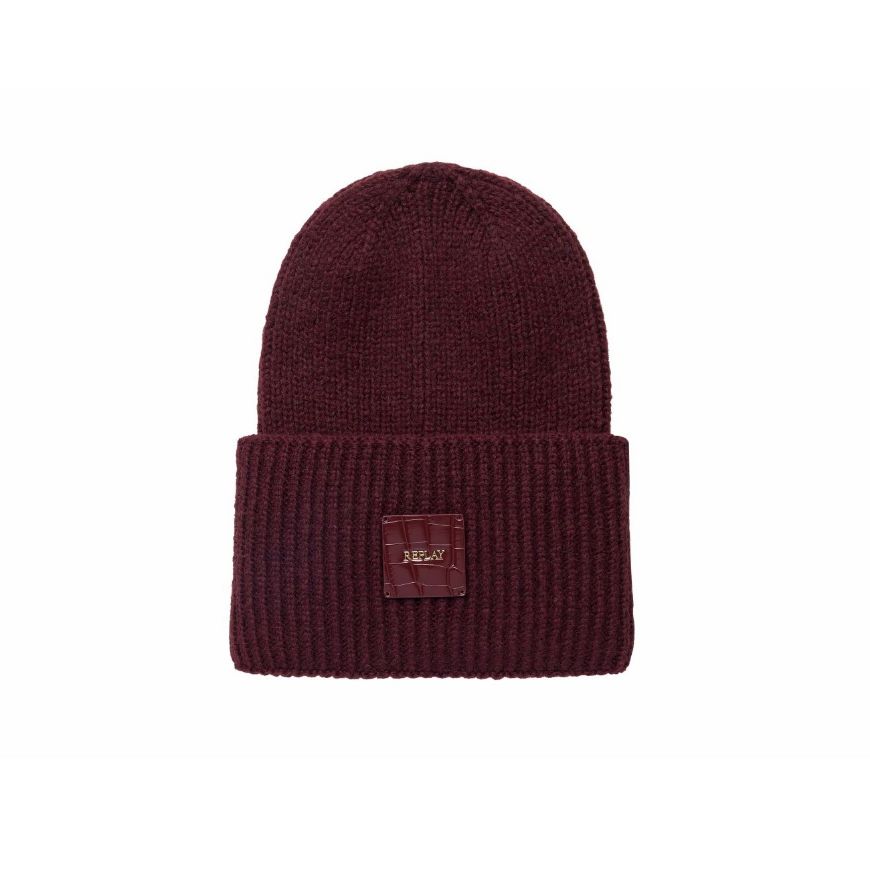 Picture of REPLAY WOMEN'S KNITTED BEANIE WITH TURN-UP IN HUCKLEBERRY