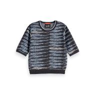 Снимка на SCOTCH&SODA WOMEN'S LUREX JACQUARD KNITTED TEE IN CHARCOAL ART 1