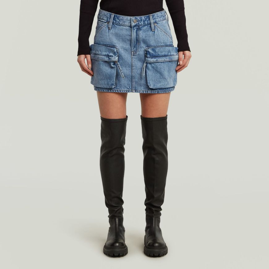 Picture of G-STAR WOMEN'S MINI CARGO SKIRT IN FADED BLUE STAR