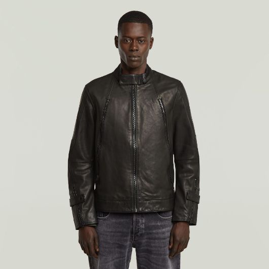 Show details for G-STAR MEN'S BIKER LEATHER JACKET IN BLACK 1 - FanPoint Picture of G-STAR MEN'S BIKER LEATHER JACKET IN BLACK 1
