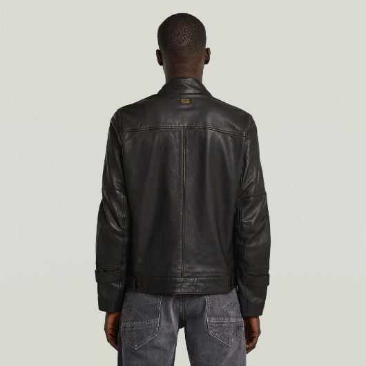Show details for G-STAR MEN'S BIKER LEATHER JACKET IN BLACK 2 - FanPoint Picture of G-STAR MEN'S BIKER LEATHER JACKET IN BLACK 2