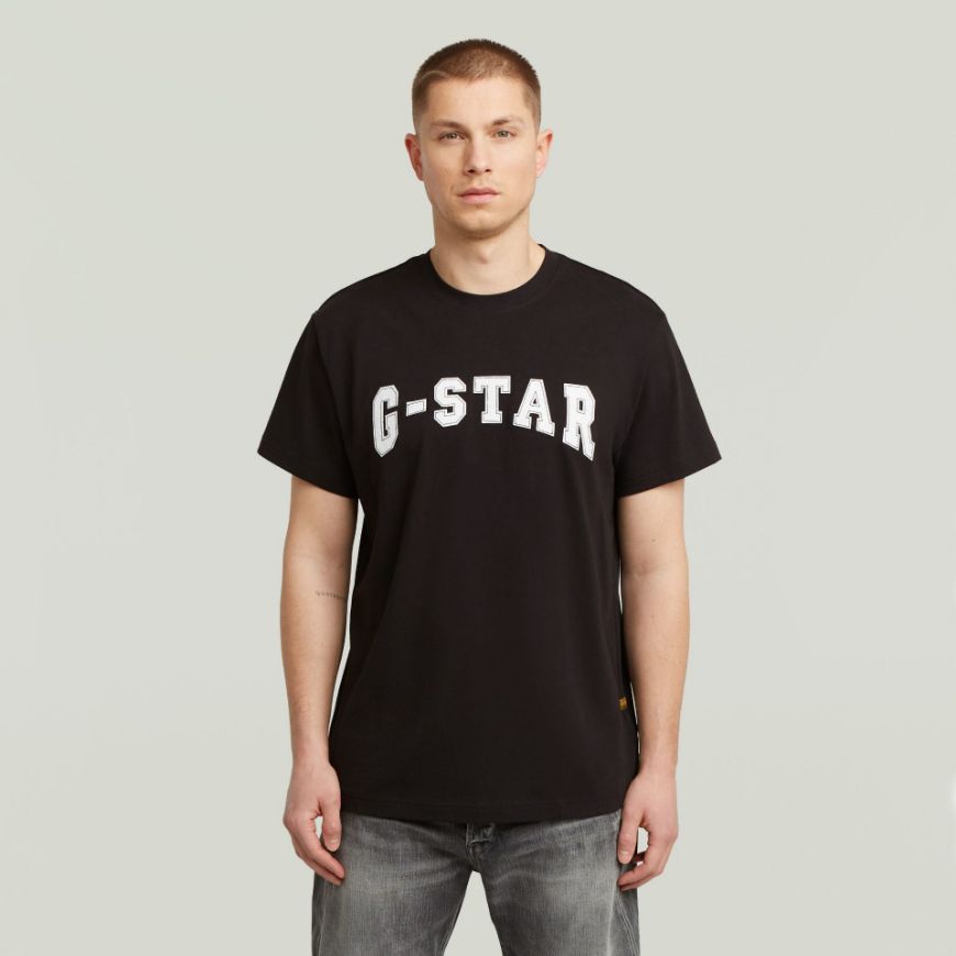 Picture of G-STAR MEN'S FELT LOGO T-SHIRT IN BLACK
