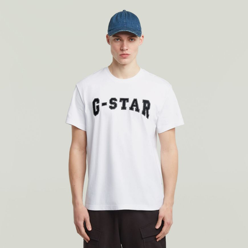Picture of G-STAR MEN'S FELT LOGO T-SHIRT IN WHITE