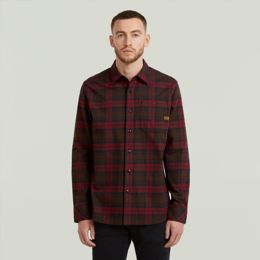 Picture of G-STAR MEN'S BRISTUM 2.0 SLIM SHIRT IN PORT RED TOBY CHECK
