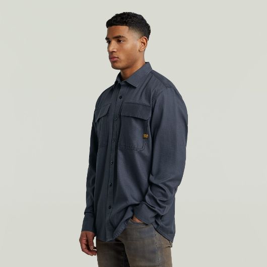 Show details for G-STAR MEN'S CPO REGULAR SHIRT IN DARK BLUE 2 - FanPoint Picture of G-STAR MEN'S CPO REGULAR SHIRT IN DARK BLUE 2