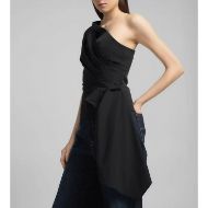 Picture of REPLAY WOMEN'S ONE-SHOULDER TOP WITH SASH BELT IN BLACK 2