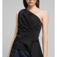 Picture of REPLAY WOMEN'S ONE-SHOULDER TOP WITH SASH BELT IN BLACK 6