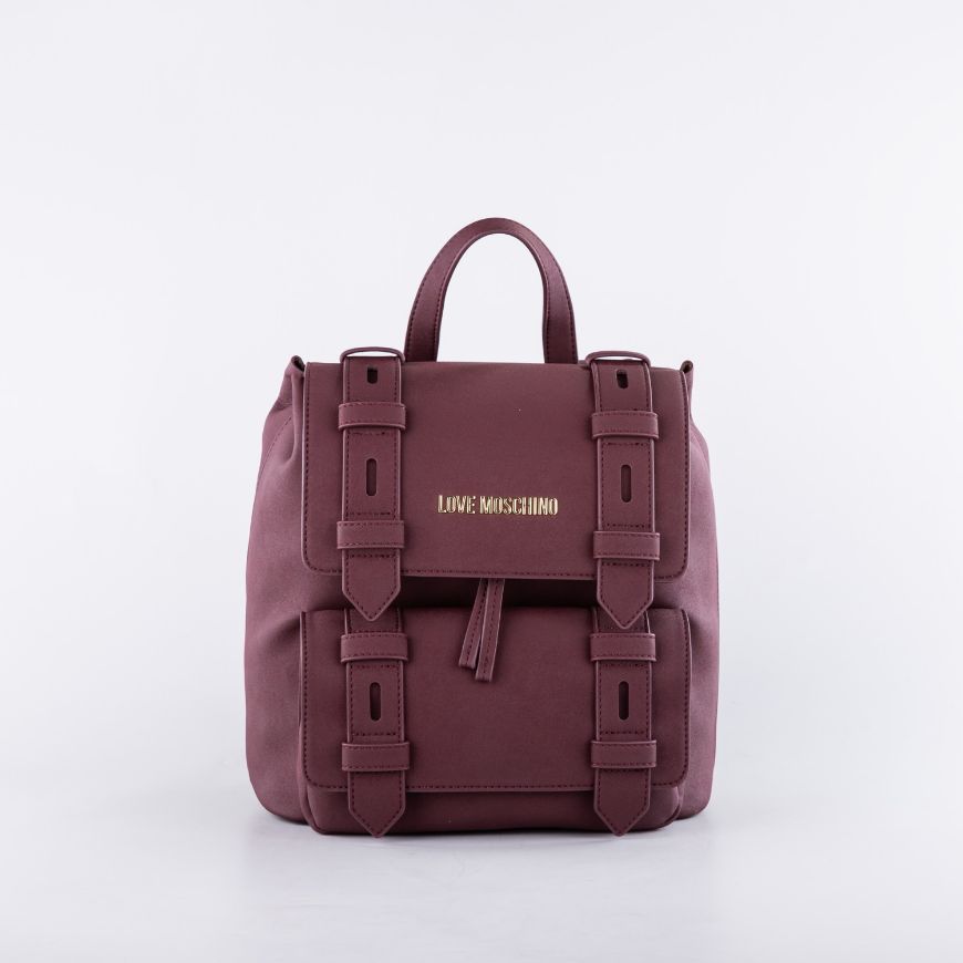 Снимка на LOVE MOSCHINO BUCKLED UP ДАМСКА РАНИЦА В БОРДО