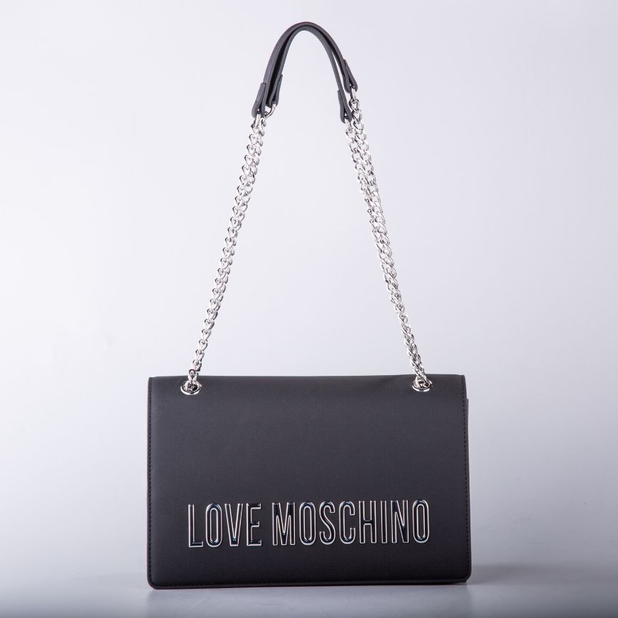 Снимка на LOVE MOSCHINO BOLD LOVE ДАМСКА ЧАНТА ПРЕЗ РАМО С ЛОГО В ЧЕРНО