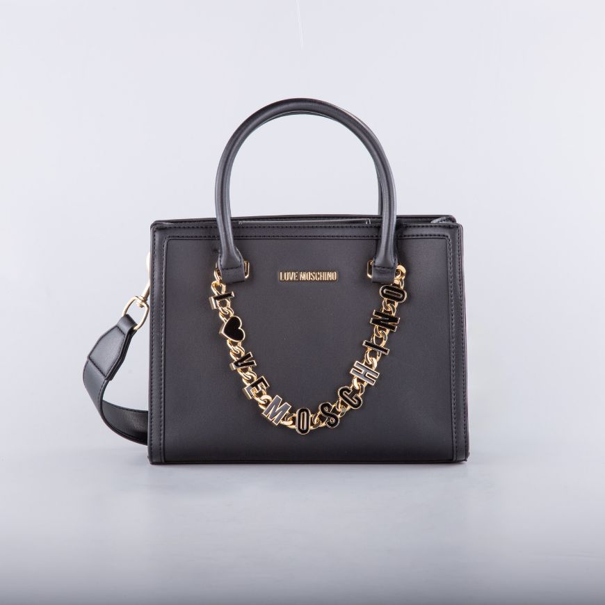 Снимка на LOVE MOSCHINO DANGLING ДАМСКА КОЖЕНА РЪЧНА ЧАНТА С ВЕРИГА В ЧЕРНО