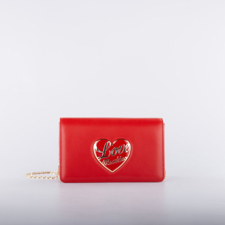 Снимка на LOVE MOSCHINO LOVE HEART ДАМСКА ЧАНТА С ВЕРИГА В ЧЕРВЕНО