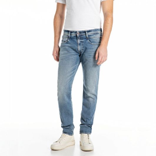 Показвай детайлите за REPLAY МЪЖКИ ANBASS SLIM-FIT ДЕНИМ 11 OZ DEEP BLUE COMFORT DENIM В СВЕТЛОСИНЬО 1 - FanPoint 1 - FanPoint Снимка на REPLAY МЪЖКИ ANBASS SLIM-FIT ДЕНИМ 11 OZ DEEP BLUE COMFORT DENIM В СВЕТЛОСИНЬО 1 1
