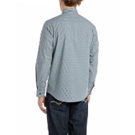 Picture of REPLAY MEN'S REGULAR-FIT PRINTED POPLIN SHIRT IN LIGHT BLUE 2