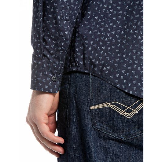 Show details for REPLAY MEN'S REGULAR-FIT ALL OVER PRINTED POPLIN SHIRT IN BLUE 3 - FanPoint Picture of REPLAY MEN'S REGULAR-FIT ALL OVER PRINTED POPLIN SHIRT IN BLUE 3