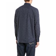 Picture of REPLAY MEN'S REGULAR-FIT ALL OVER PRINTED POPLIN SHIRT IN BLUE 2