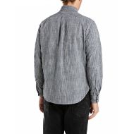Picture of REPLAY MEN'S RELAXED-FIT SLUB COTTON CHAMBRAY SHIRT IN LIGHT INDIGO 2