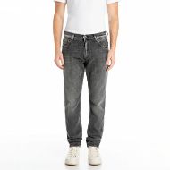 Picture of REPLAY MEN'S MICKYM SLIM-FIT JEANS 11 OZ WHITE WEFT BLACK COMFORT DENIM IN DARK GREY 1