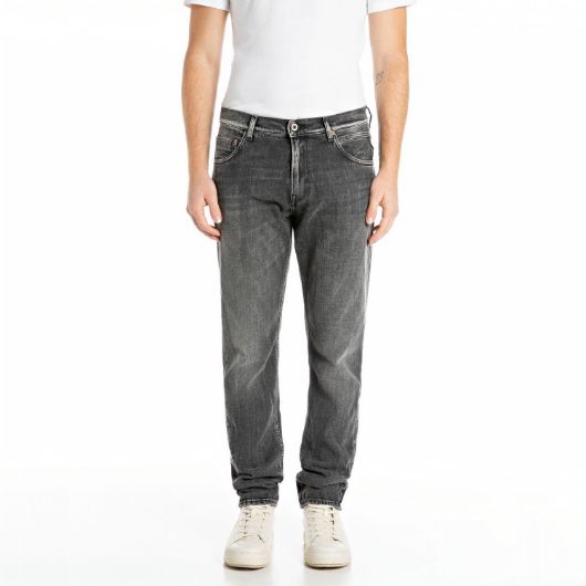 Показвай детайлите за REPLAY МЪЖКИ MICKYM SLIM-FIT ДЕНИМ 11 OZ WHITE WEFT BLACK COMFORT DENIM В ТЪМНОСИВО 1 - FanPoint Снимка на REPLAY МЪЖКИ MICKYM SLIM-FIT ДЕНИМ 11 OZ WHITE WEFT BLACK COMFORT DENIM В ТЪМНОСИВО 1