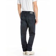 Picture of REPLAY MEN'S WAINE TAPERED-FIT JEANS 10.5 OZ BLUE BLACK STRETCH DENIM IN DARK BLUE 3