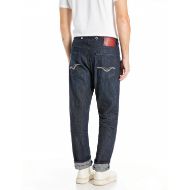 Picture of REPLAY MEN'S LUIYS TAPERED-FIT JEANS 13 OZ SELVEDGE INDIGO COTTON DENIM IN DARK BLUE 3