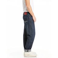 Picture of REPLAY MEN'S LUIYS TAPERED-FIT JEANS 13 OZ SELVEDGE INDIGO COTTON DENIM IN DARK BLUE 2