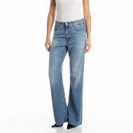 Picture of REPLAY WOMEN'S BECKA FLARED BOOTCUT JEANS 12.5 OZ COTTON LYOCELL DENIM IN MEDIUM BLUE 1