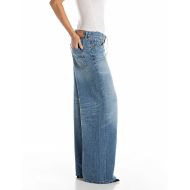 Picture of REPLAY WOMEN'S NALAJA WIDE LEG FIT 12.5 OZ COTTON LYOCELL DENIM IN MEDIUM BLUE 2