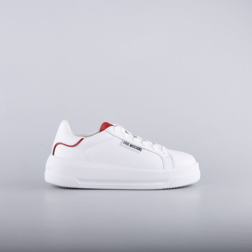 Picture of LOVE MOSCHINO WOMEN'S ECLIPSE SNEAKERS IN WHITE LEATHER