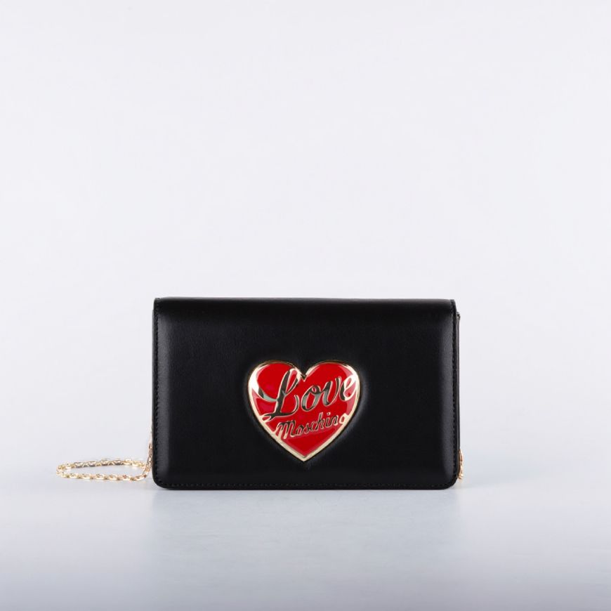 Снимка на LOVE MOSCHINO LOVE HEART ДАМСКА ЧАНТА С ВЕРИГА В ЧЕРНО