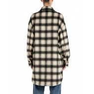 Picture of REPLAY WOMEN'S CHEQUERED WOOL-BLEND JACKET IN BLACK/SAND/WINTER WHITE 3