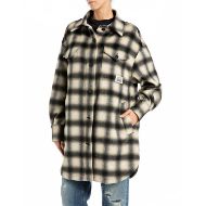 Picture of REPLAY WOMEN'S CHEQUERED WOOL-BLEND JACKET IN BLACK/SAND/WINTER WHITE 1