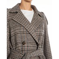 Picture of REPLAY WOMEN'S CHEQUERED WOOL-BLEND COAT WITH FRINGING IN BLACK/BROWN/WHITE 4