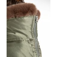 Picture of REPLAY WOMEN'S SATIN EFFECT JACKET WITH FAUX FUR COLLAR IN SAGE GREEN 8