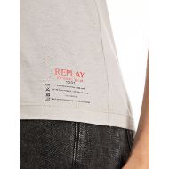 Picture of REPLAY WOMEN'S SKINNY-FIT V-NECK COTTON T-SHIRT IN ICE 3