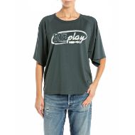 Снимка на REPLAY ДАМСКА OVERSIZED ПАМУЧНА БЛУЗА С ПРИНТ В ЗЕЛЕНО 1
