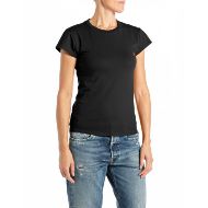 Picture of REPLAY WOMEN'S SKINNY-FIT T-SHIRT WITH EMBROIDERY IN BLACK 1