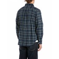 Picture of REPLAY MEN'S CHECKED COTTON SHIRT IN BLUE AND GREY 2