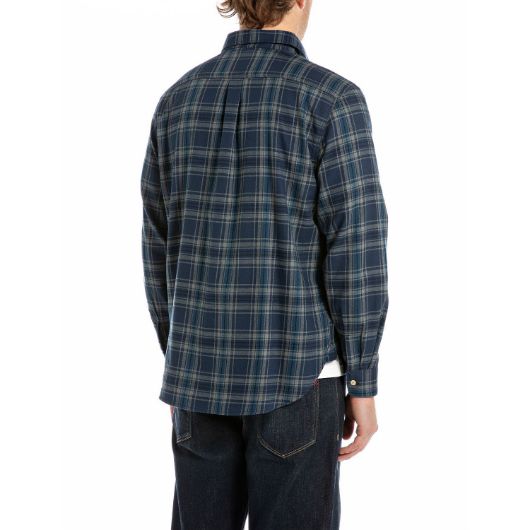 Show details for REPLAY MEN'S CHECKED COTTON SHIRT IN BLUE AND GREY 2 - FanPoint Picture of REPLAY MEN'S CHECKED COTTON SHIRT IN BLUE AND GREY 2