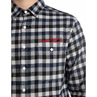 Picture of REPLAY MEN'S CHECKED FLANNEL SHIRT IN BLUE/BLACK/GREY 4