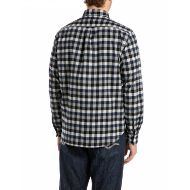 Picture of REPLAY MEN'S CHECKED FLANNEL SHIRT IN BLUE/BLACK/GREY 2