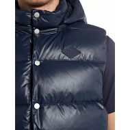 Picture of REPLAY MEN'S PADDED HOODED VEST IN SHINY POLYESTER IN DEEP NAVY 4