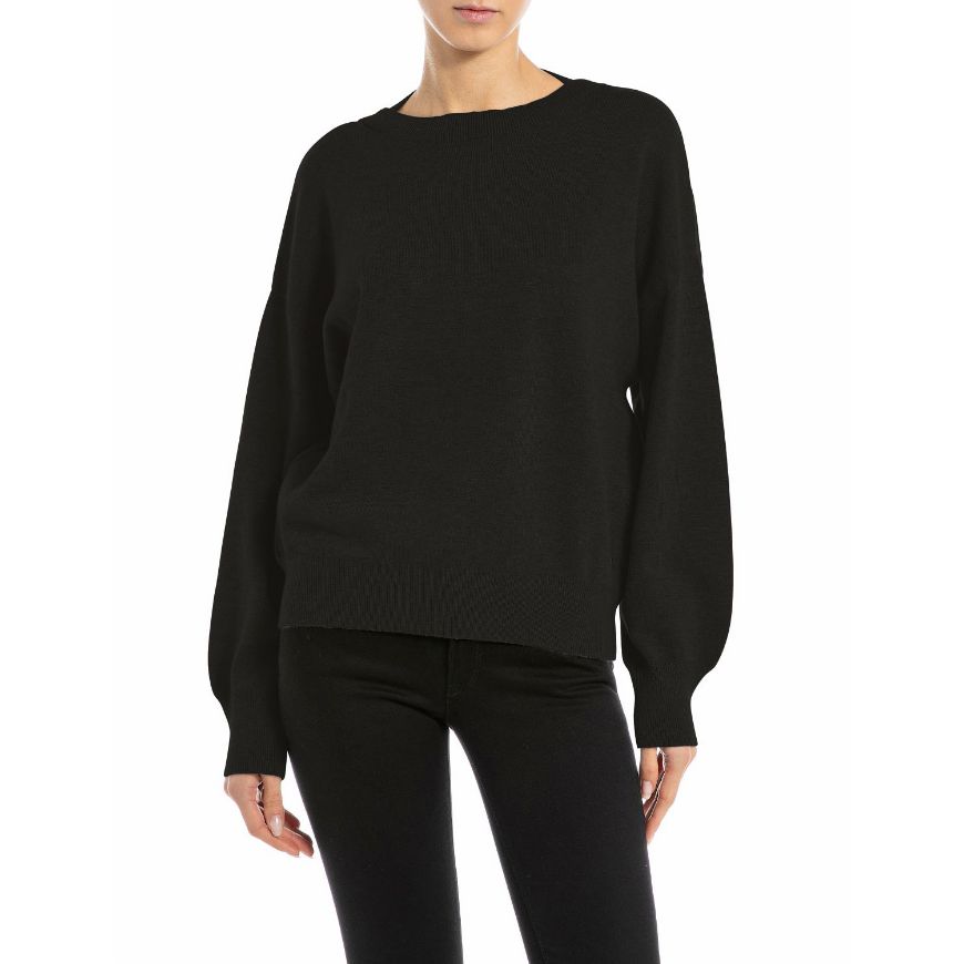 Picture of REPLAY WOMEN'S OVERSIZED VISCOSE JUMPER IN BLACK
