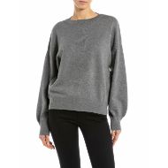 Picture of REPLAY WOMEN'S OVERSIZED VISCOSE JUMPER IN IRON MELANGE 1