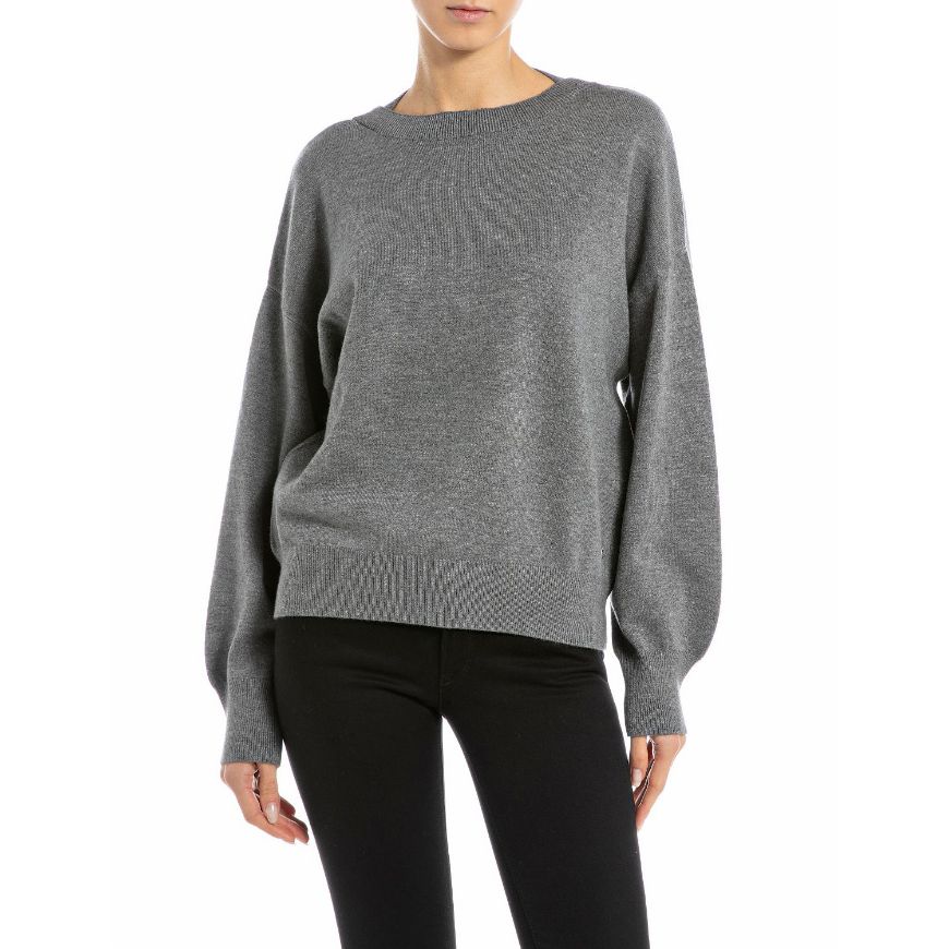 Picture of REPLAY WOMEN'S OVERSIZED VISCOSE JUMPER IN IRON MELANGE
