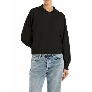 Picture of REPLAY WOMEN'S OVERSIZED HOODED JUMPER IN BLACK 1