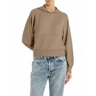 Picture of REPLAY WOMEN'S OVERSIZED HOODED JUMPER IN CAMEL 1