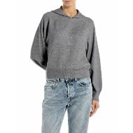 Picture of REPLAY WOMEN'S OVERSIZED HOODED JUMPER IN IRON MELANGE 1