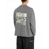 Picture of REPLAY MEN'S INC HUMAN LONG-SLEEVED T-SHIRT WITH PRINTS IN STONED GREY 2