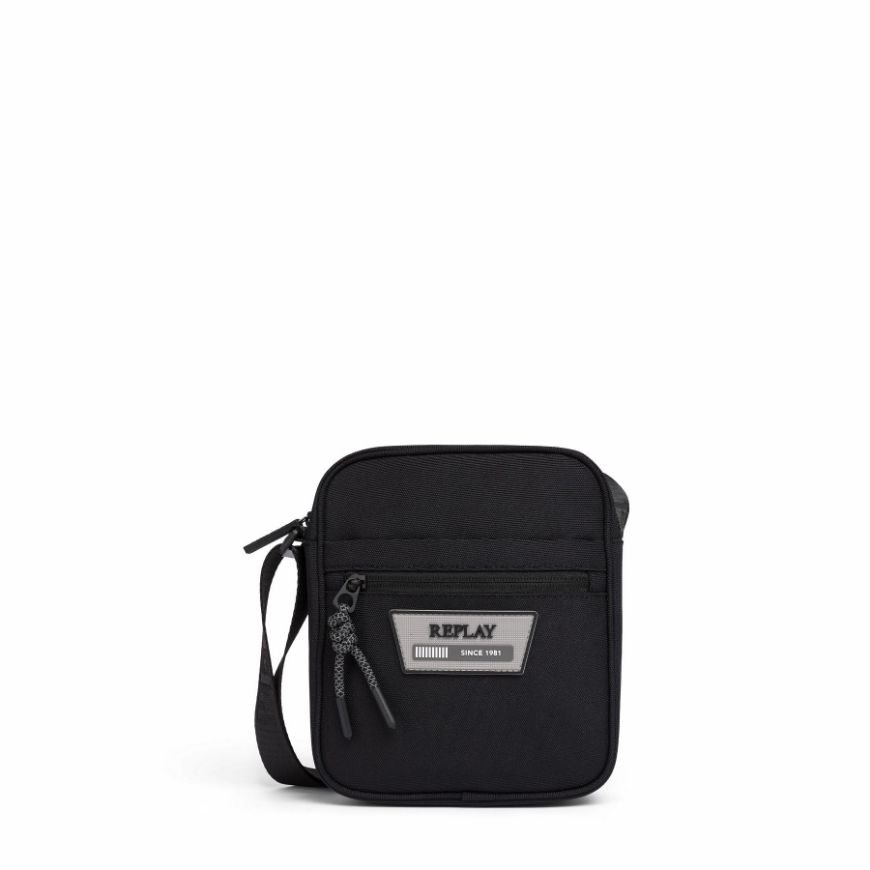 Picture of REPLAY MEN'S POLYESTER CROSSBODY BAG IN BLACK