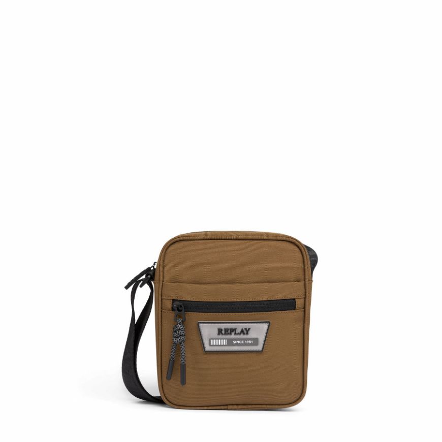 Picture of REPLAY MEN'S POLYESTER CROSSBODY BAG IN BUTTER NUT